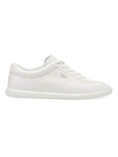Shop Fendi Men's Leather Low-top Sneakers In White