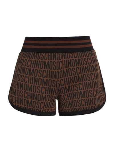 Shop Moschino Women's Knit Logo Shorts In Brown