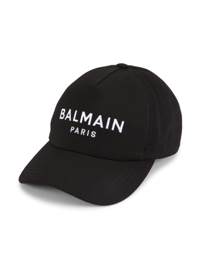 Shop Balmain Men's Logo Baseball Cap In Noir Blanc