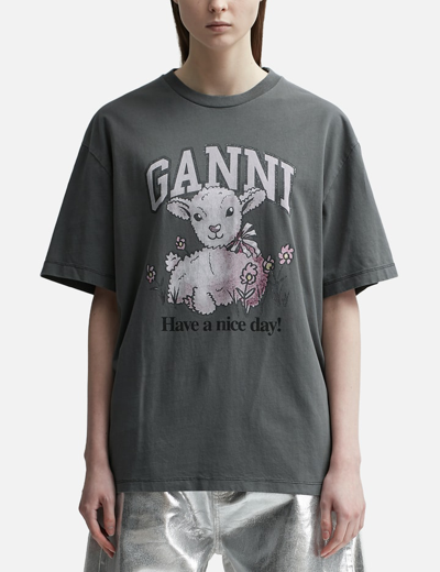 Shop Ganni Future Relaxed Lamb T-shirt In Grey