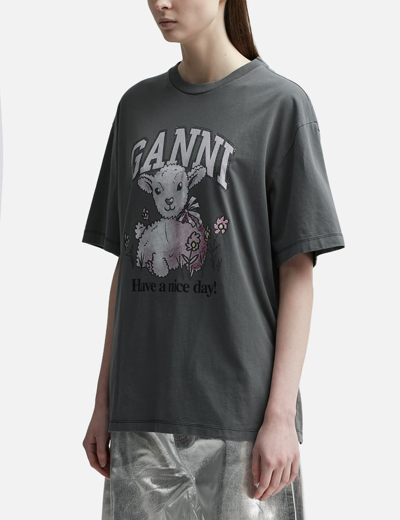 Shop Ganni Future Relaxed Lamb T-shirt In Grey