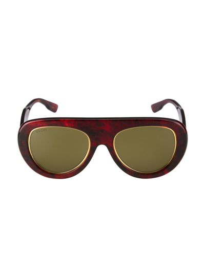Shop Gucci Men's  Logo 54mm Pilot Sunglasses In Havana