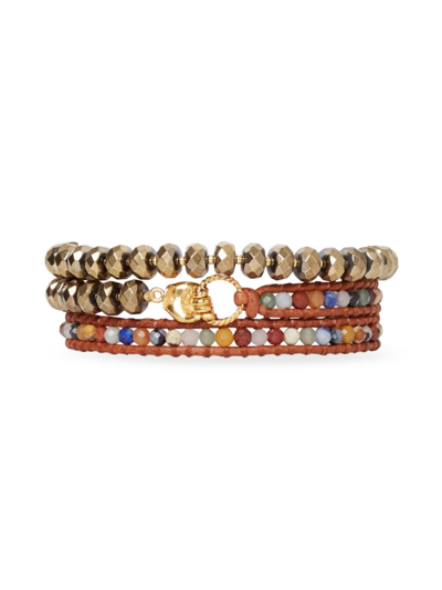 Shop Chan Luu Women's 18k-gold-plated & Multi-gemstone Beaded Wrap Bracelet In Multi Mix
