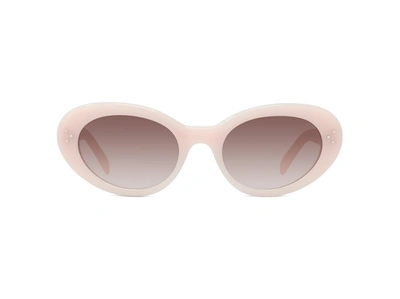 Shop Celine Cl 40193u 72f Oval Sunglasses In Brown