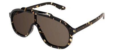 Shop Gucci Gg1038s 002 Navigator Sunglasses In Brown
