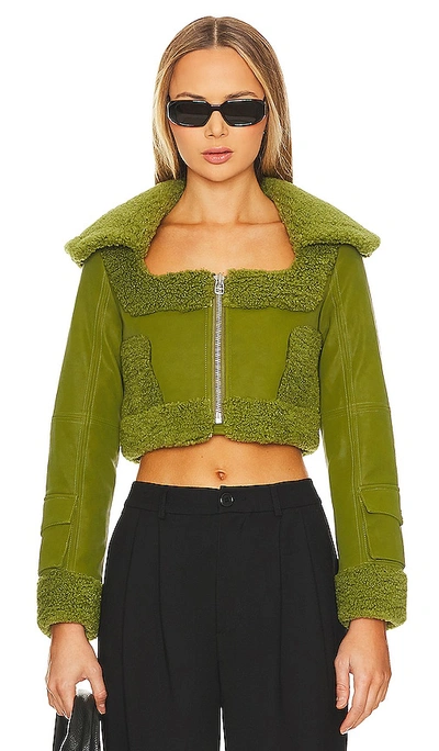 Shop Camila Coelho Odalis Faux Leather Jacket In Moss Green