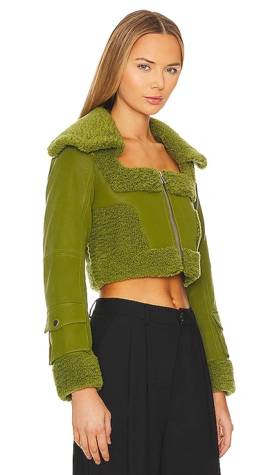 Shop Camila Coelho Odalis Faux Leather Jacket In Moss Green