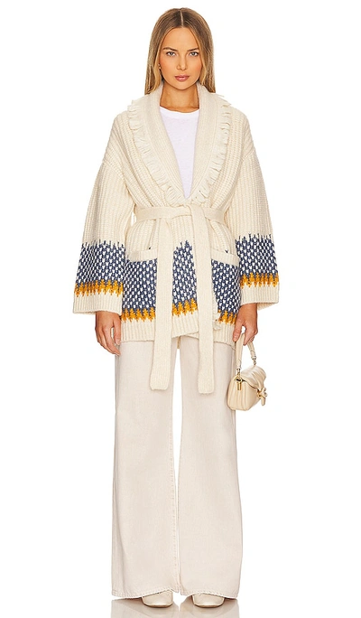 Tularosa Malena Chunky Fairisle Cardigan In Yellow & Blue Multi