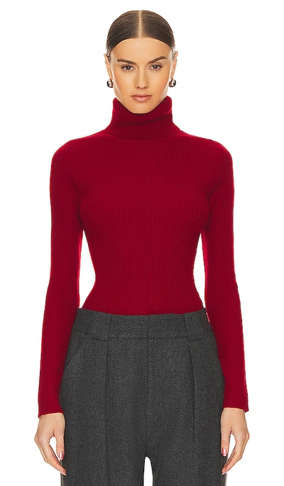 Shop Enza Costa Rib Turtleneck Sweater In Red