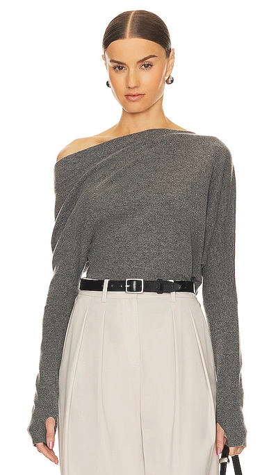 Shop Enza Costa Slouch Sweater In Heather Grey