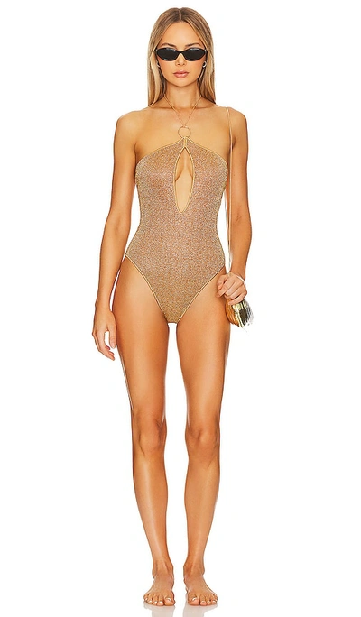 Shop Oseree Lumiere Ring Maillot In Toffee