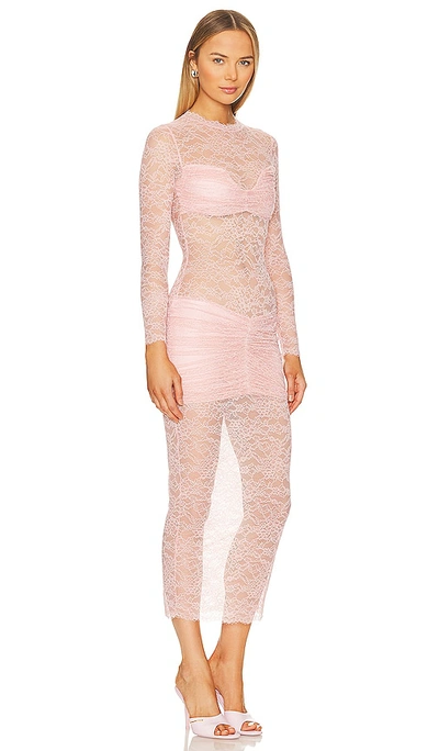 Shop Mother Of All Ellie Lace Midi Dress In Baby Pink