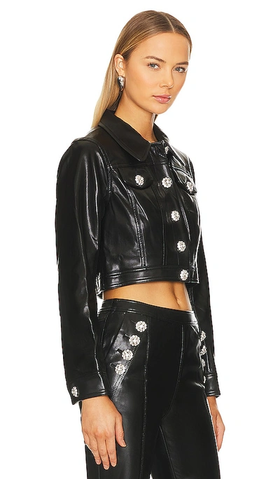 Shop Cinq À Sept Faux Leather Rhinestone Regina Jacket In Black