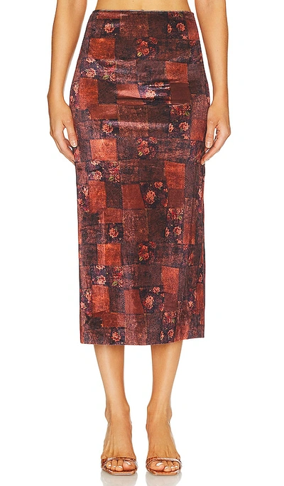 Shop Weworewhat Velvet Patchwork Midi Skirt In Saddle Multi