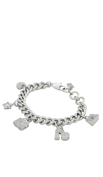 Shop Marc Jacobs Mini Icon Pave Charm Bracelet In Silver & Crystal