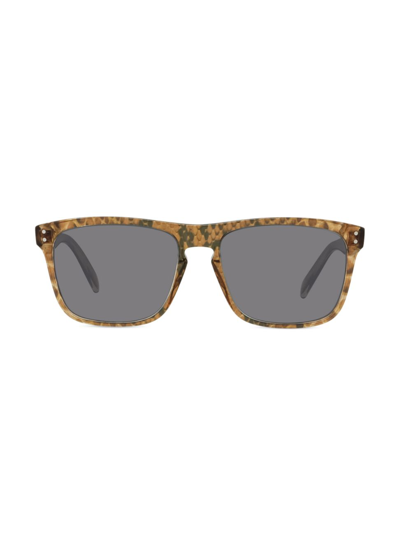 Shop Celine Men's 57mm Rectangular Sunglasses In Animal Smoke