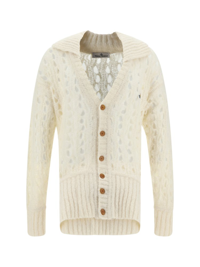 Shop Vivienne Westwood Lacework Knit Cardigan In White