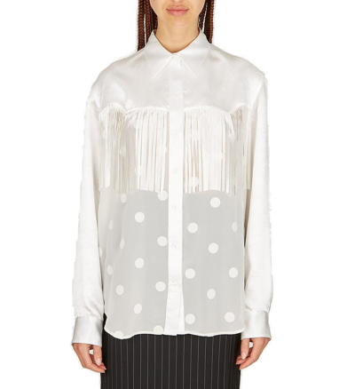 Shop Martine Rose Fringe Detailed Shirt In White
