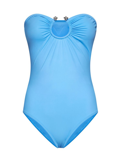 Shop Bottega Veneta Knot Ring Swimsuit In Blue