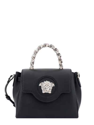 Shop Versace Medusa Plaque Small Handbag In Black