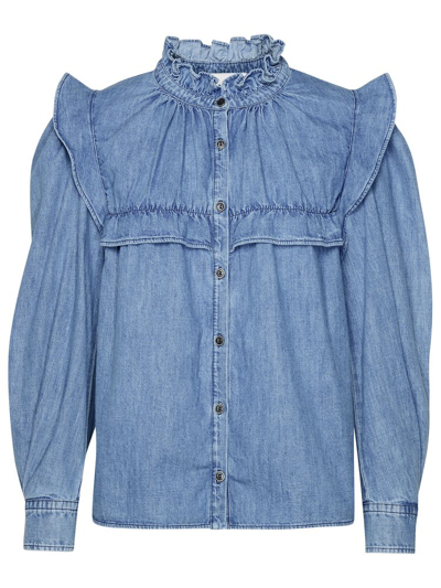 Shop Isabel Marant Étoile Idety Ruffled Denim Shirt In Blue