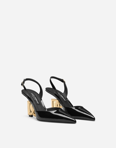 Dolce & Gabbana Lollo Patent Leather Slingback Pumps In Black