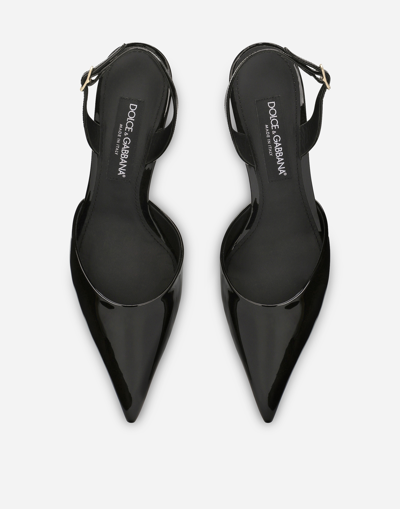 Dolce & Gabbana Lollo Patent Leather Slingback Pumps In Black