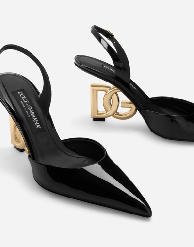 Dolce & Gabbana Lollo Patent Leather Slingback Pumps In Black