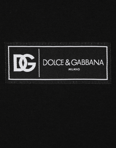 Shop Dolce & Gabbana Short-sleeved Cotton T-shirt With All-over Logo In Black