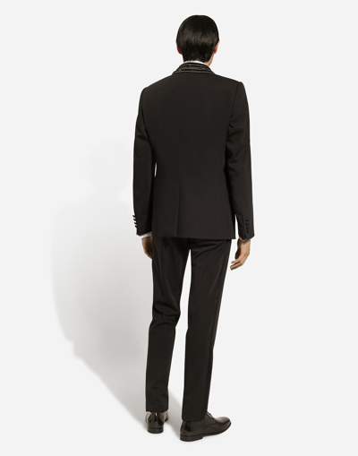 Dolce & Gabbana Single-breasted Jacket With Embroidered Shawl Collar In Black