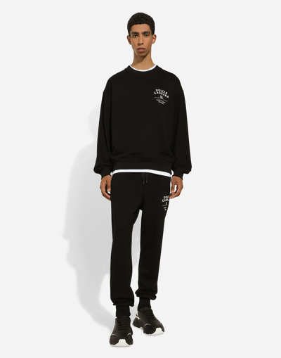 Shop Dolce & Gabbana Round-neck Sweatshirt With Embroidery In Black