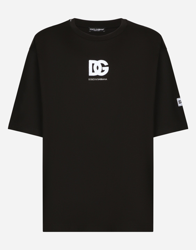 Shop Dolce & Gabbana Short-sleeved T-shirt With Dg Logo Patch In Black