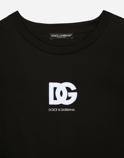 Shop Dolce & Gabbana Short-sleeved T-shirt With Dg Logo Patch In Black