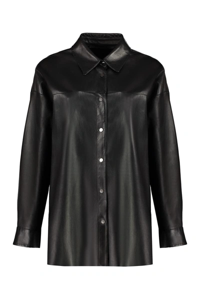 Shop Salvatore Santoro Leather Shirt In Black