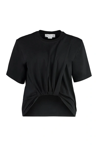 Shop Victoria Beckham Cotton Crew-neck T-shirt In Black