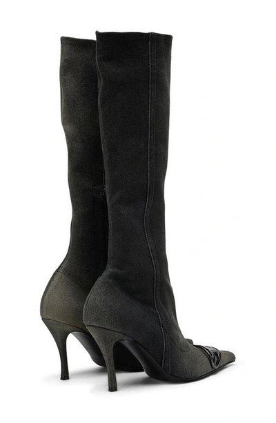 Shop Diesel Pointed Toe Knee High Boots In Black