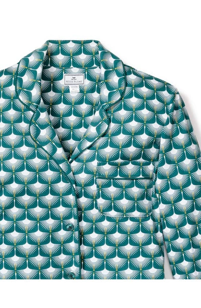 Petite Plume Sonnet Of Swans Print Piped Pima Cotton Nightshirt In Green