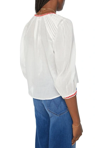 Shop Mother The In A Pinch Pleated Cotton Top In Salt Air