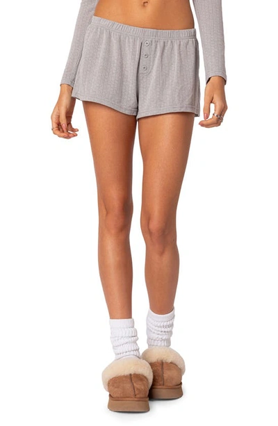 Shop Edikted Homey Pointelle Shorts In Gray