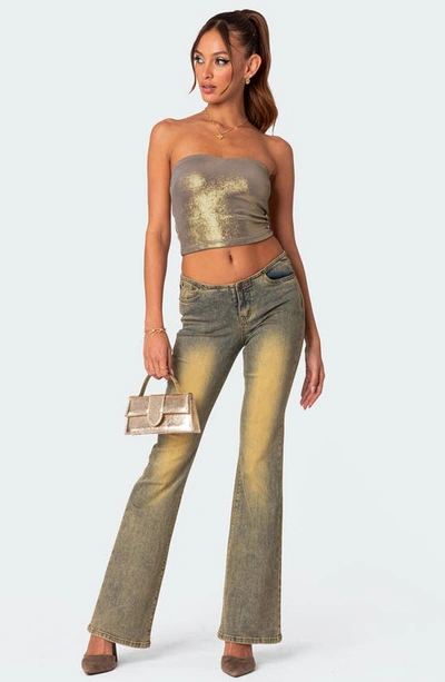 Edikted Spotlight Metallic Tube Top In Gold