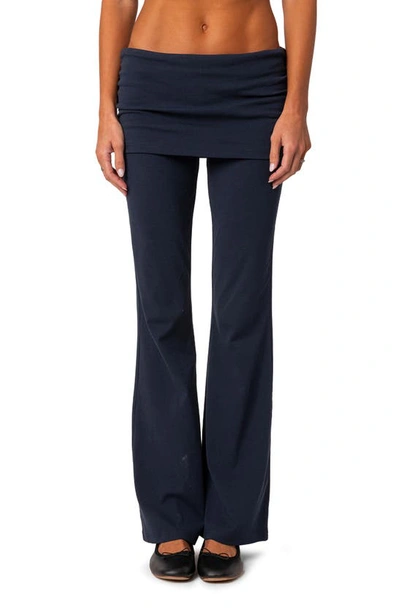 Shop Edikted Kadence Flared Pants In Navy