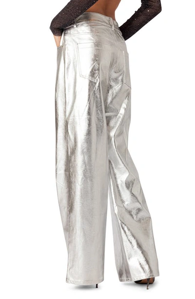 Edikted Women's Kim Metallic Faux Leather Pants In Silver