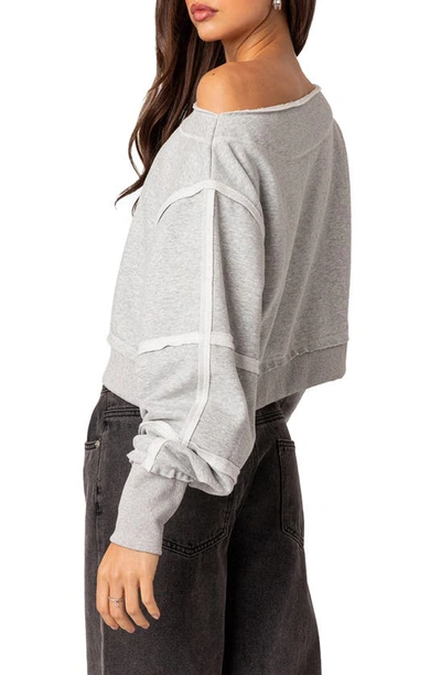 Edikted Inside Out Crop Sweatshirt In Gray-melange