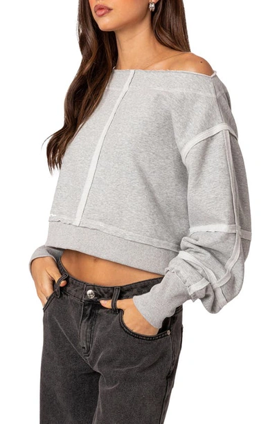 Edikted Inside Out Crop Sweatshirt In Gray-melange