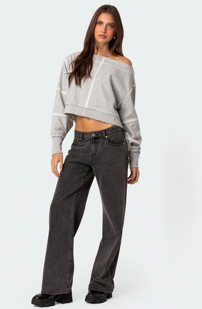 Edikted Inside Out Crop Sweatshirt In Gray-melange