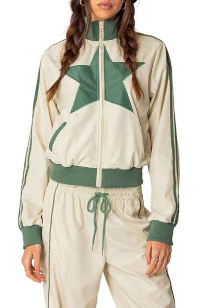 Shop Edikted Superstar Track Jacket In Off-white-and-olive