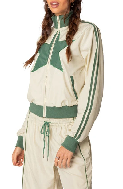 Shop Edikted Superstar Track Jacket In Off-white-and-olive