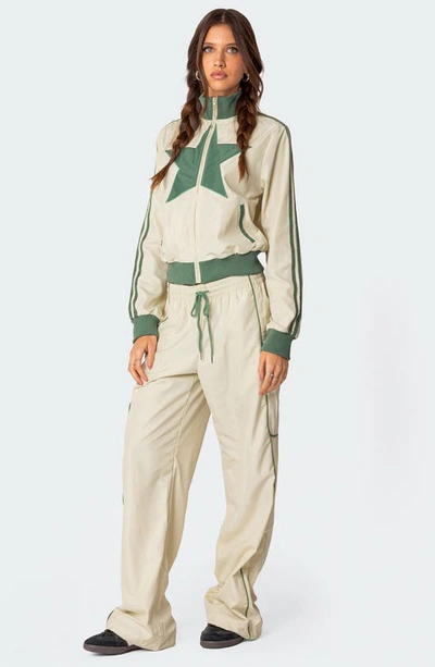 Edikted Women's Superstar Nylon Track Jacket In Off-white-and-olive