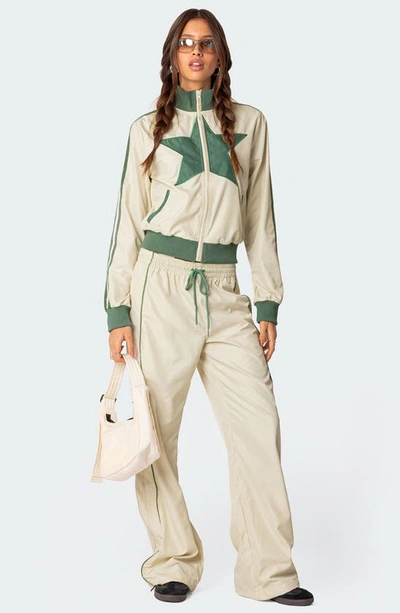 Shop Edikted Superstar Track Jacket In Off-white-and-olive