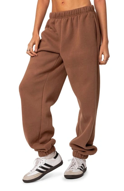 Edikted Clark Oversize Cotton Blend Sweatpants In Brown
